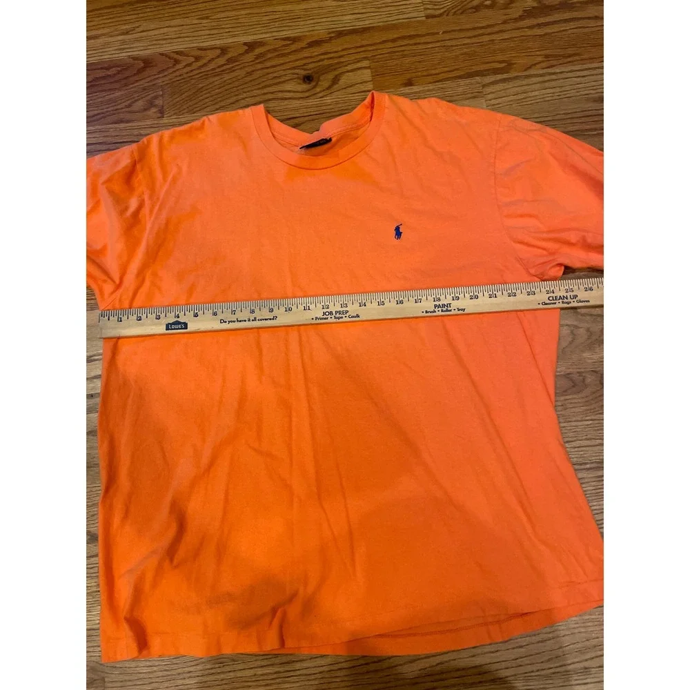 Polo Ralph Lauren Mens T-Shirt XL Orange Single Stitch Pony Logo Tee Flaws